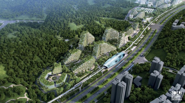 Liuzho Forest City (Arcitectual concept rendering). Photo Credit © Stefan Boeri Archutetti