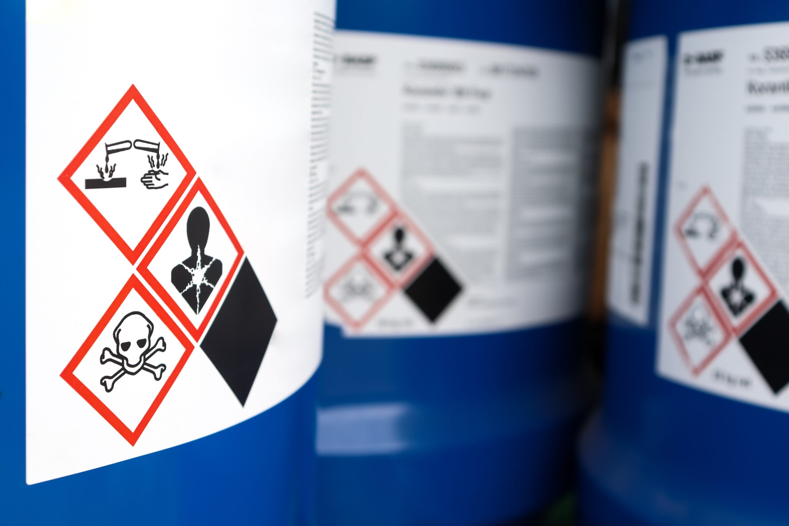 Warning Symbol on a Chemical Bottle. Hazardous Chemicals